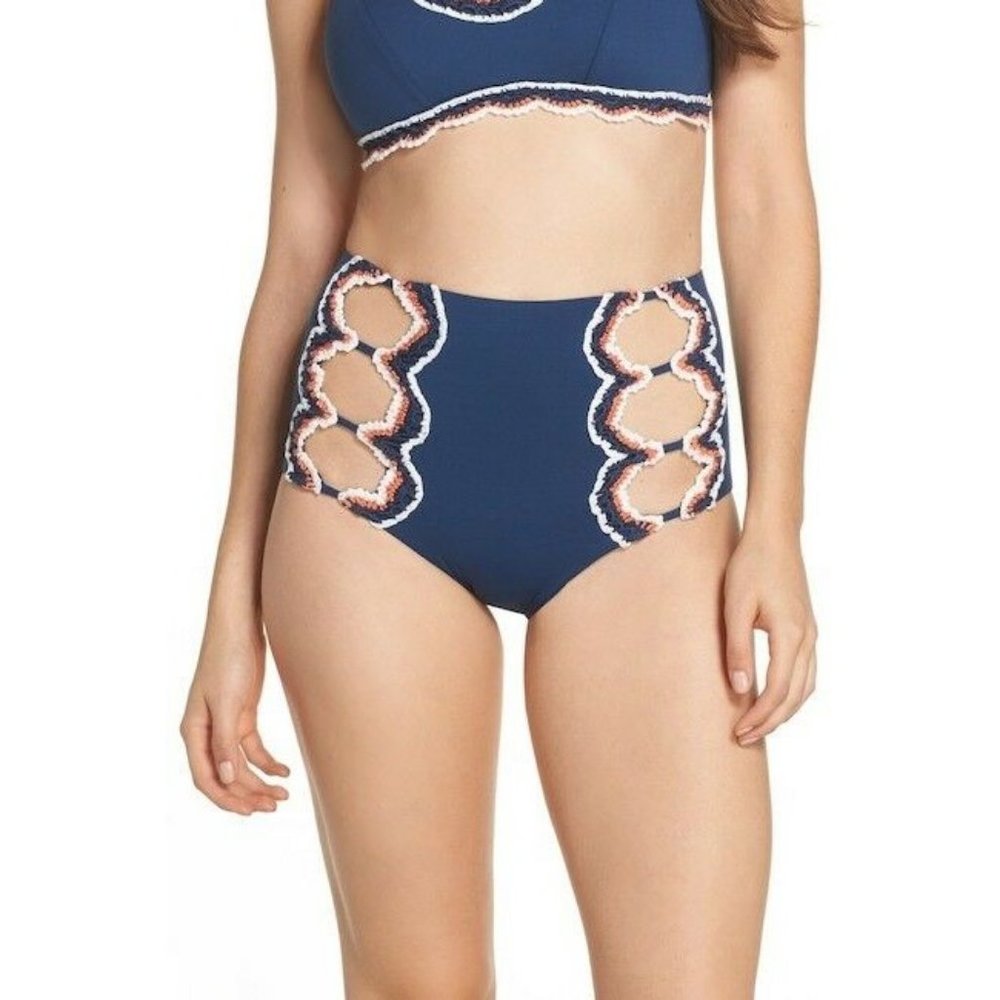 BECCA Medina High Waist Bikini Bottoms Indigo Blue